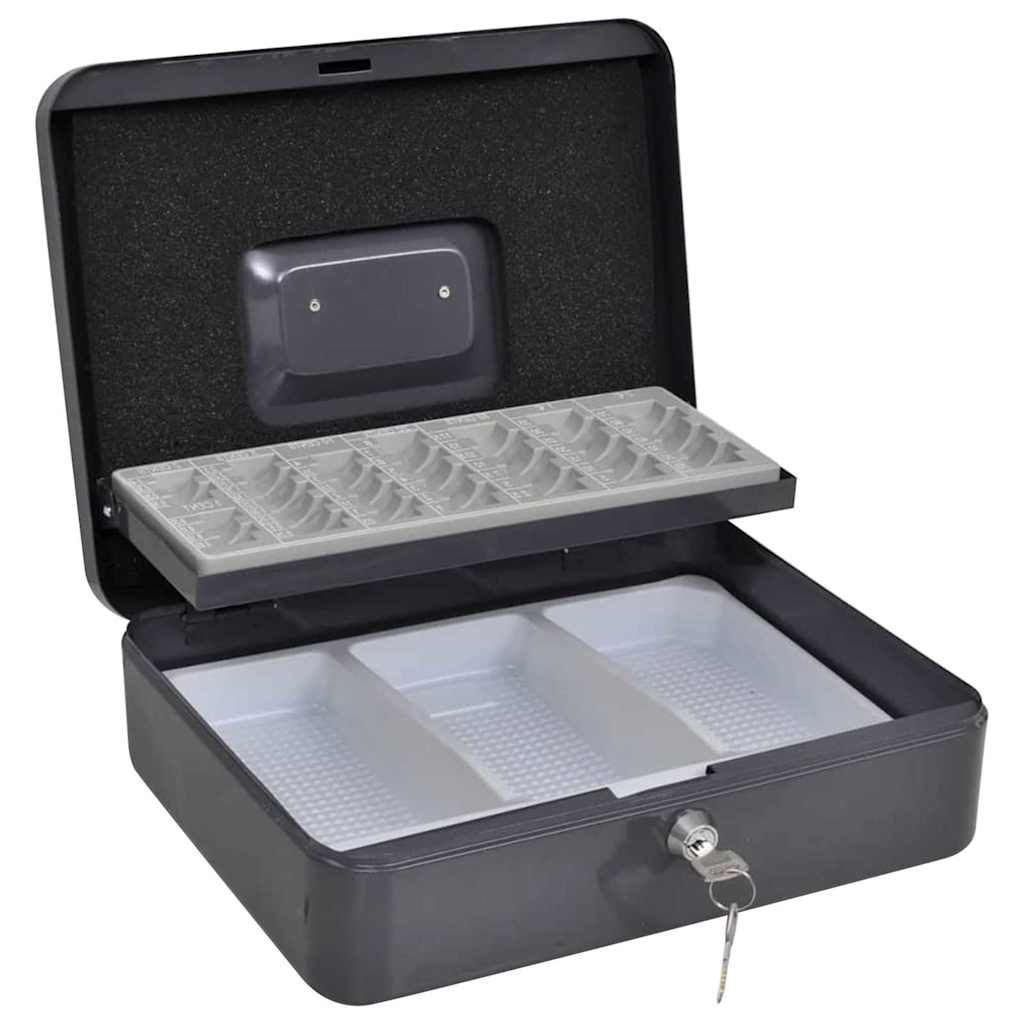 Vidaxl cash box met slot donkergrijs 30 x 24 x 9 cm staal