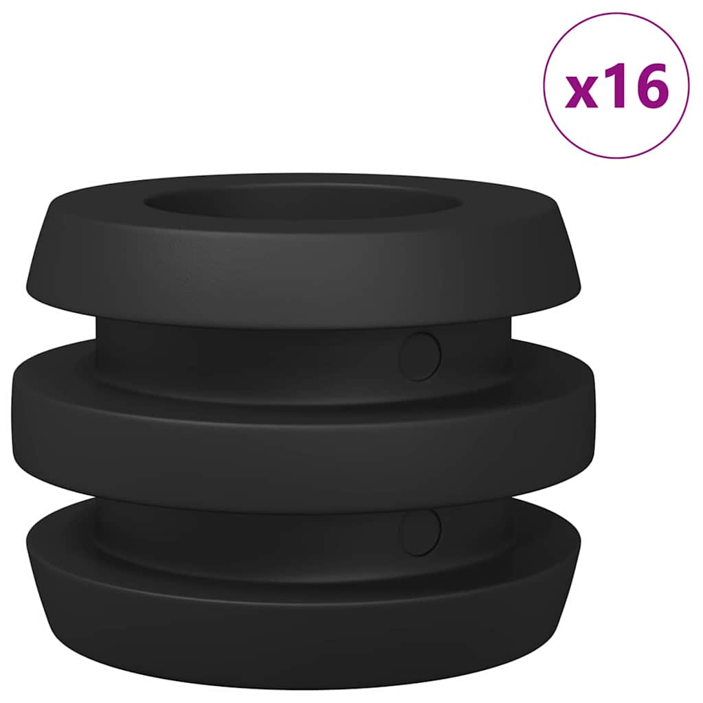 Paracolpi calciobalilla Vidaxl 3 x 3 x 2 cm asta 16 pz plastica nera