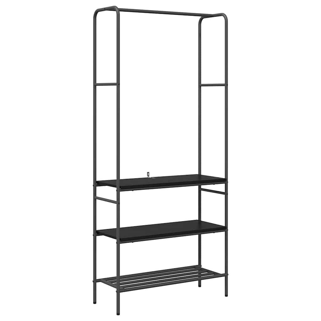 Perchero VidaXL con estante roble negro 77 x 30 x 171 cm acabado madera