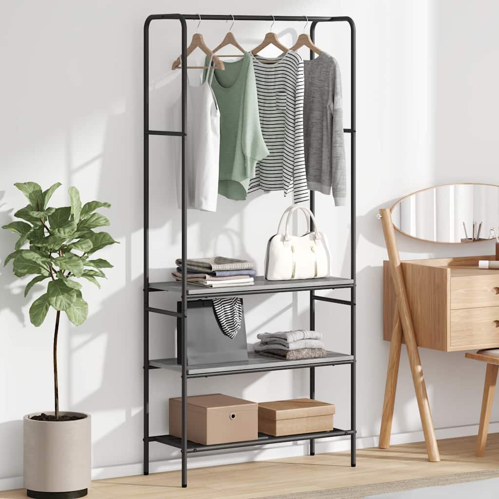 Perchero vidaxl con estante gris sonoma 77 x 30 x 171 cm acabado madera