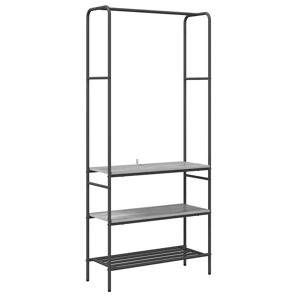 Perchero vidaxl con estante gris sonoma 77 x 30 x 171 cm acabado madera