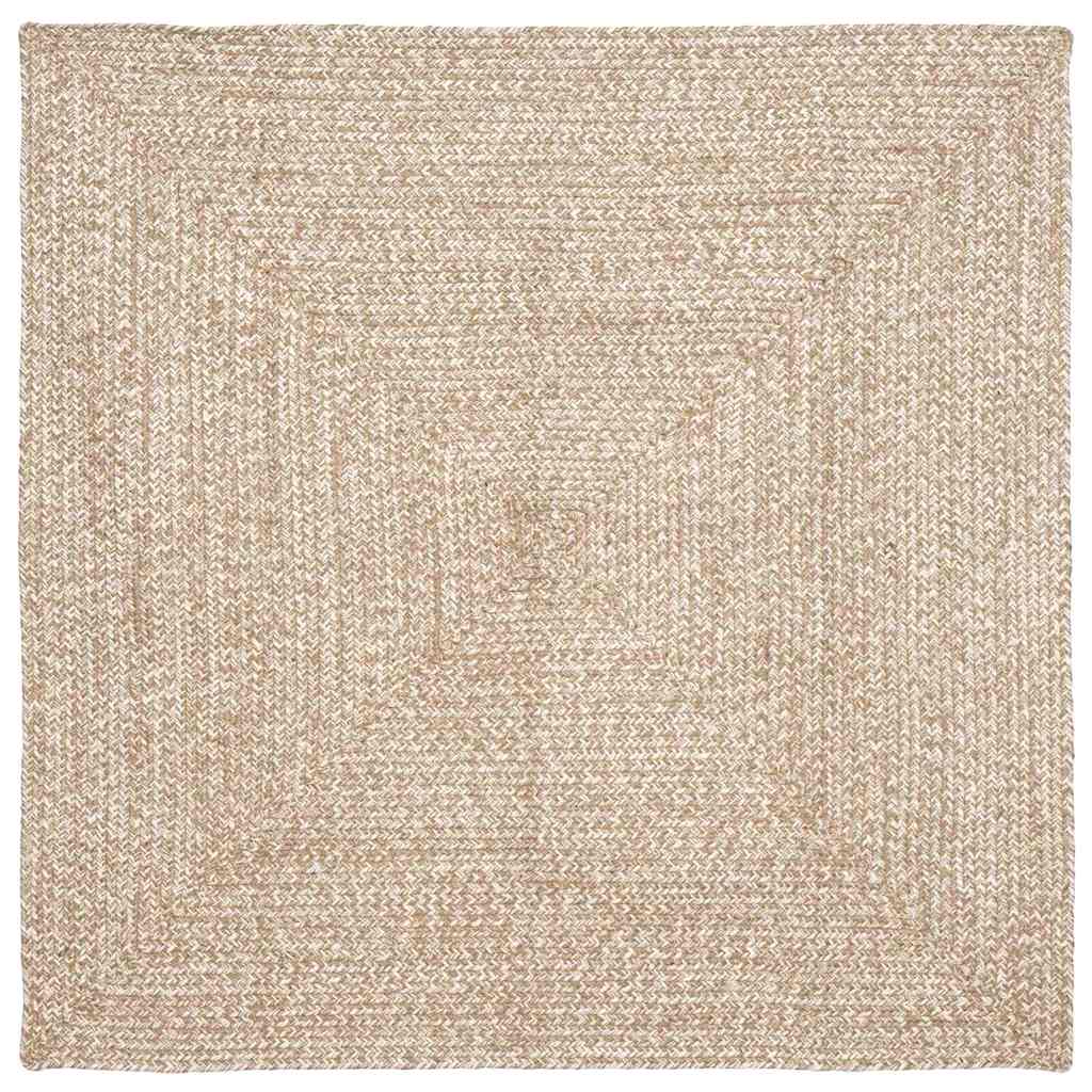 Vidaxl vloerkleden vierkant natuurlijk en wit 120 x 120 cm jute