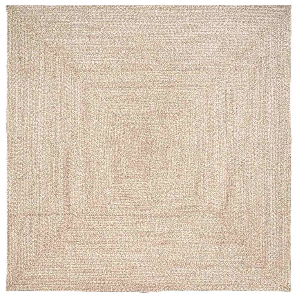 Vidaxl vloerkleden vierkant natuurlijk en wit 240 x 240 cm jute