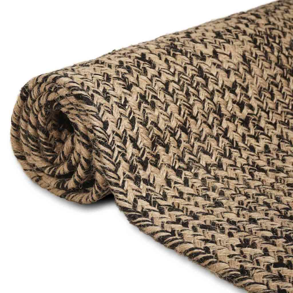 Tappeti rettangolari Vidaxl naturale e nero 80 x 150 cm in iuta