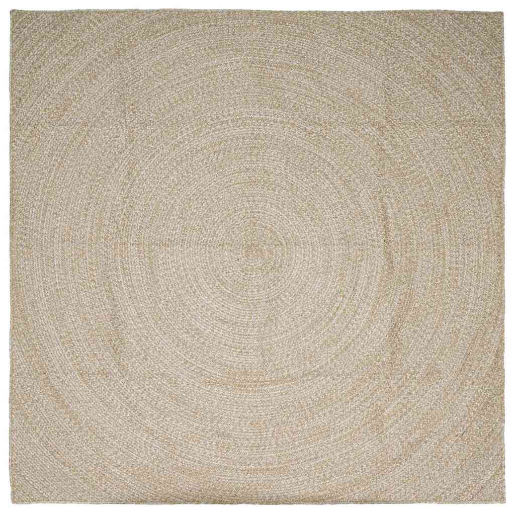 Vidaxl vloerkleden vierkant natuurlijk en wit 200 x 200 cm jute