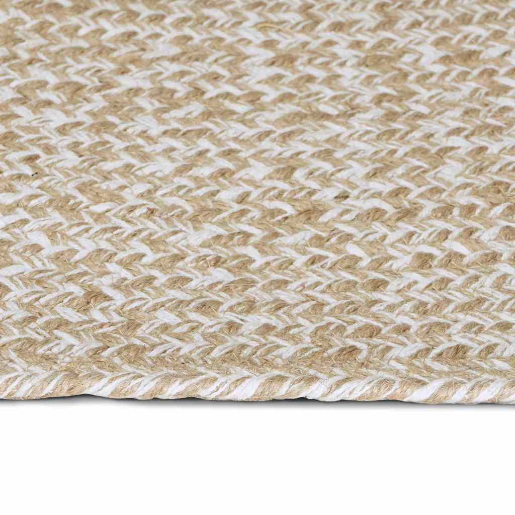 Vidaxl vloerkleden vierkant natuurlijk en wit 240 x 240 cm jute