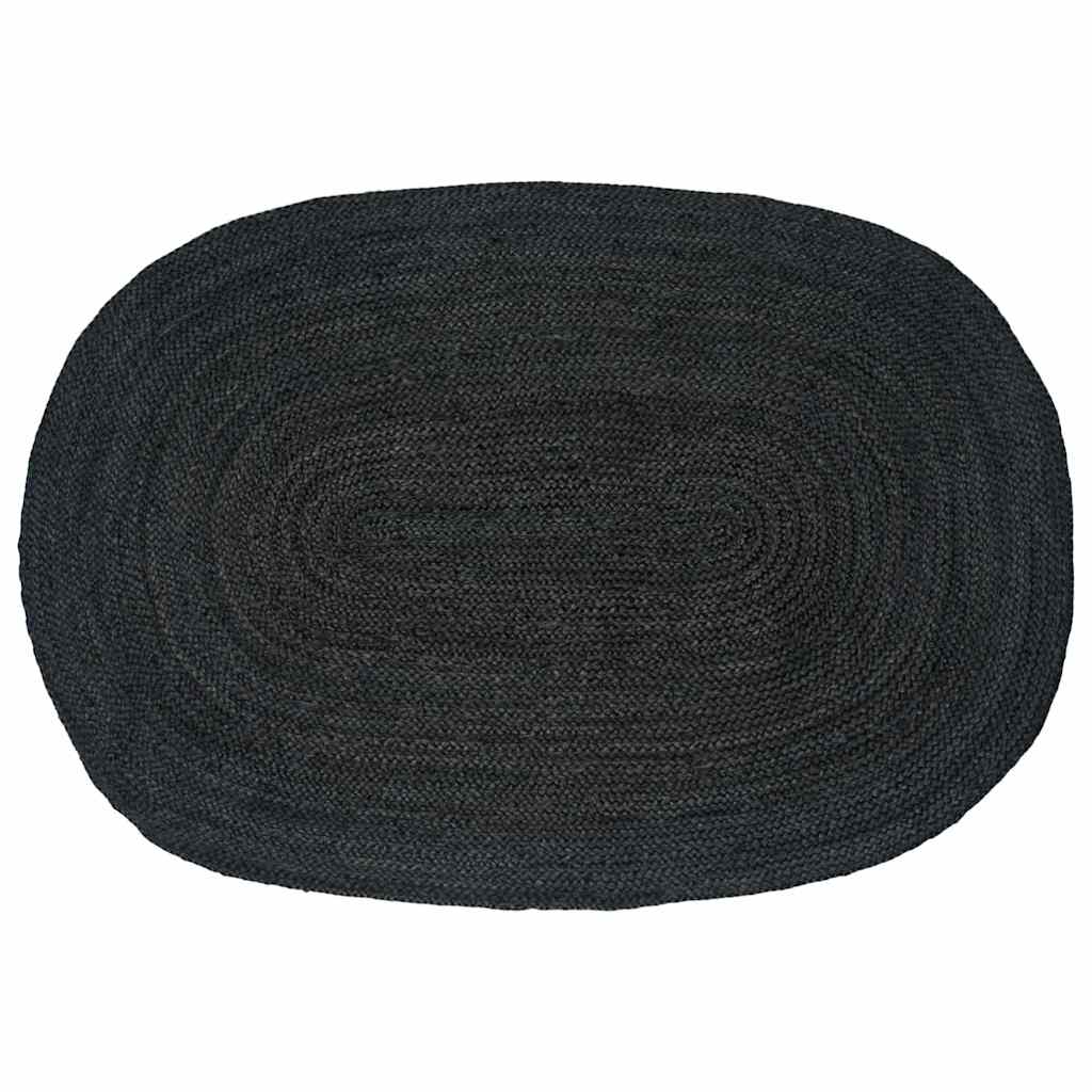 Tappeti Vidaxl ovale nero 100 x 152 cm iuta