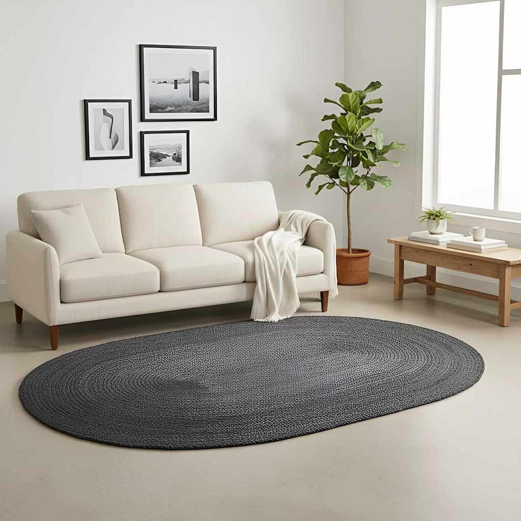 Tappeti Vidaxl ovale nero 100 x 152 cm iuta