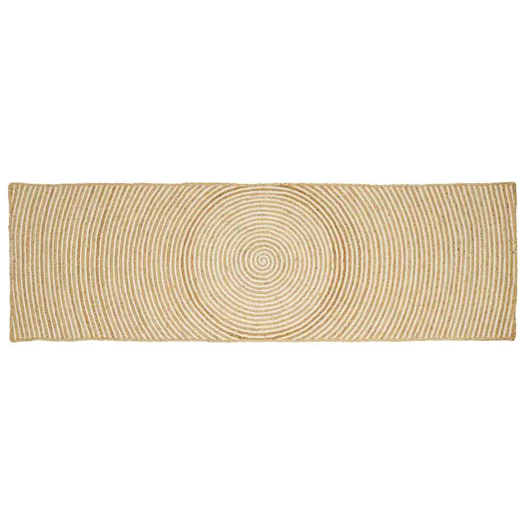 Vidaxl vloerkleed natuurlijk en wit 80 x 200 cm jute