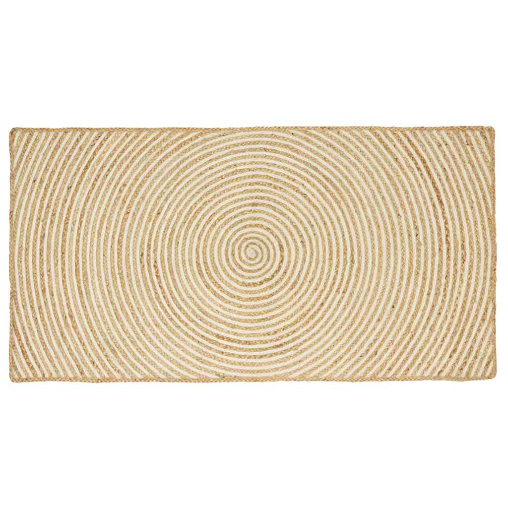 Vidaxl vloerkleed natuurlijk en wit 100 x 200 cm jute