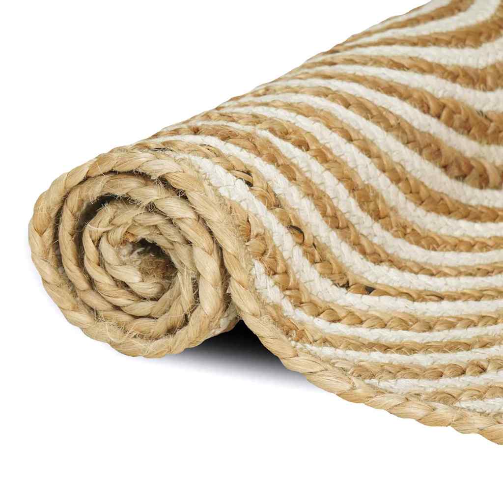 Vidaxl vloerkleed natuurlijk en wit 200 x 200 cm jute