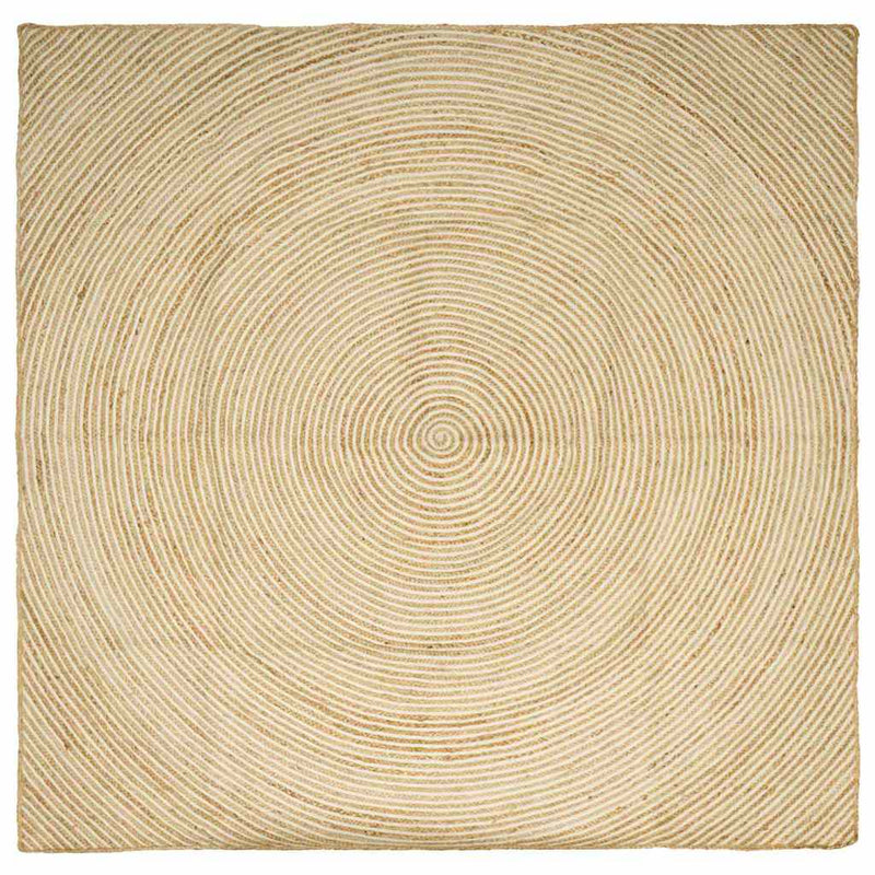 Vidaxl vloerkleed natuurlijk en wit 240 x 240 cm jute