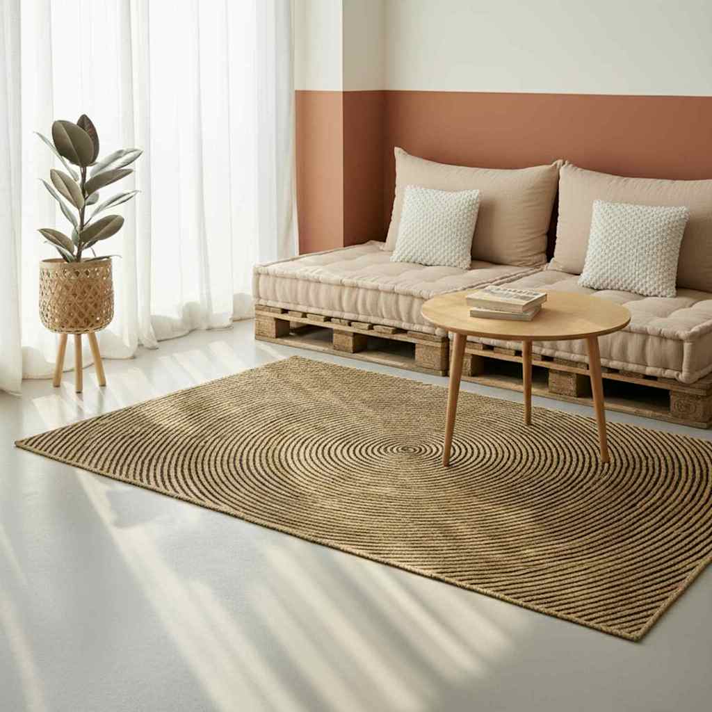 Tappeto Vidaxx naturale e nero 120 x 120 cm in iuta