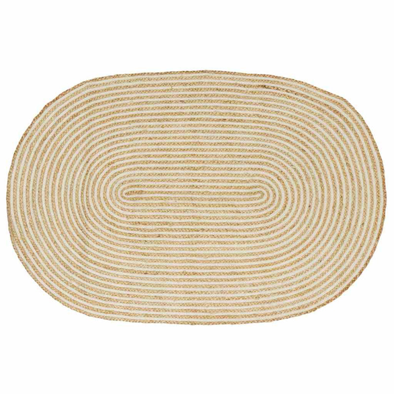 Vidaxl vloerkleed natuurlijk en wit 122 x 183 cm jute