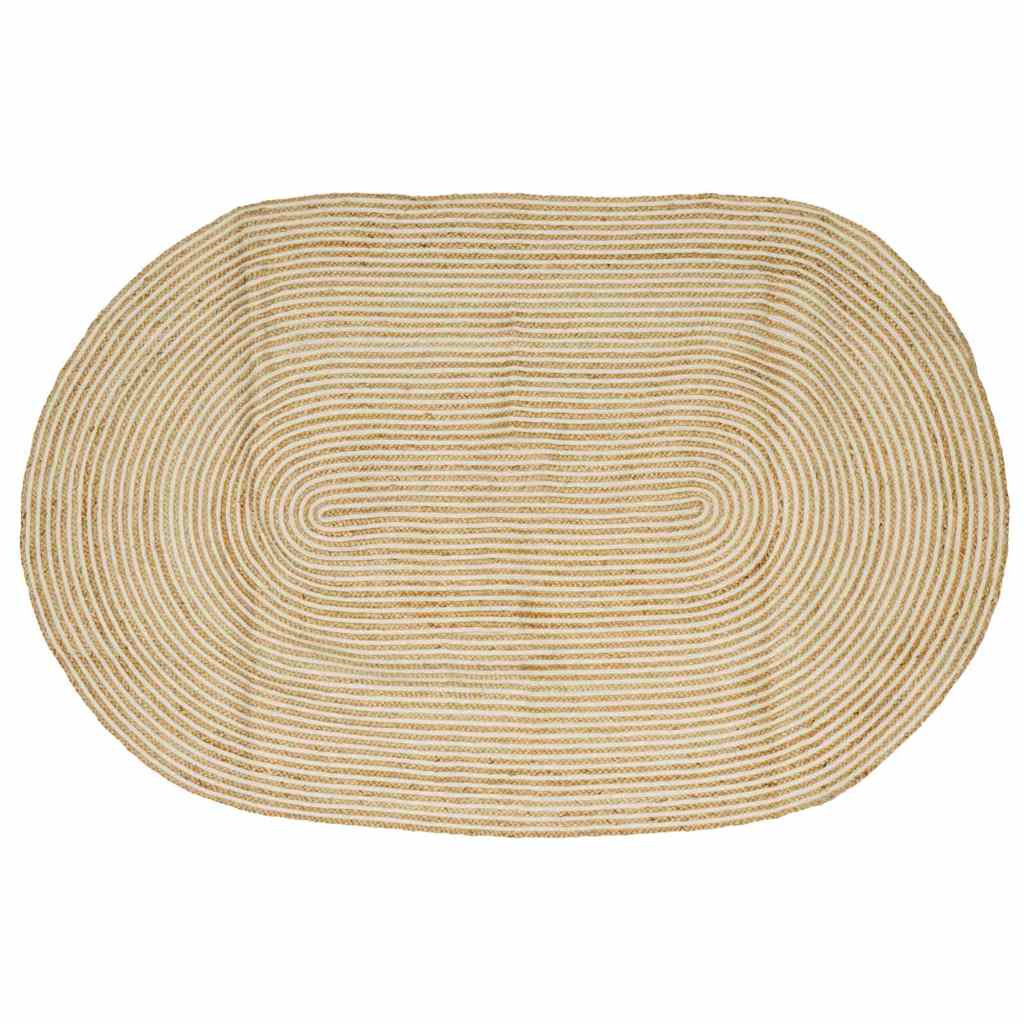 Vidaxl vloerkleed natuurlijk en wit 152 x 245 cm jute