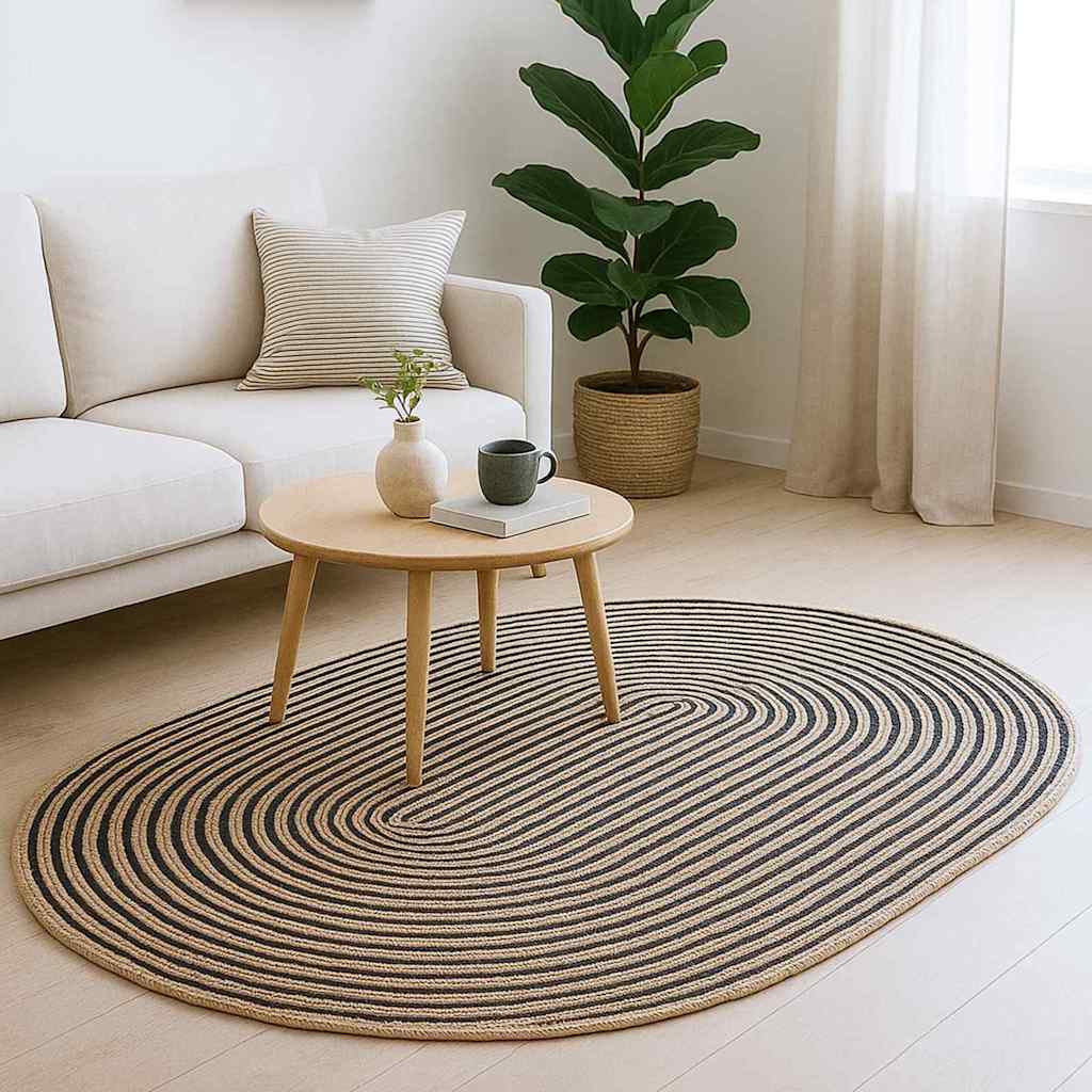 Tappeto Vidaxx naturale e nero 122 x 183 cm in iuta
