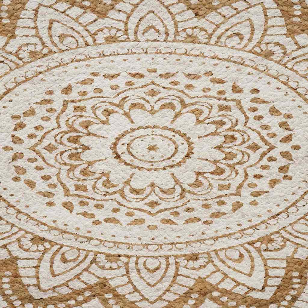 Vidaxl jute tapijt bloemen naturel 122 x 183 cm jute