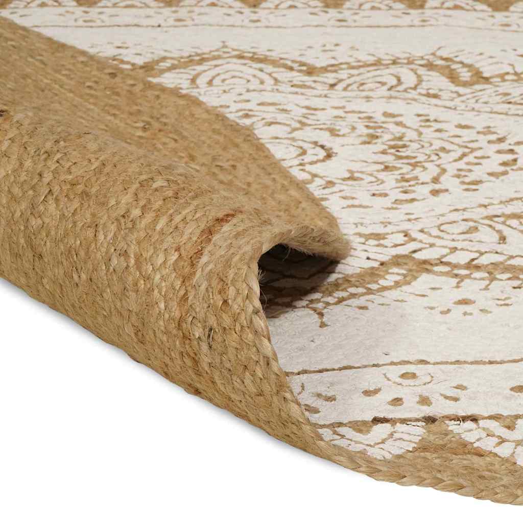 Vidaxl jute tapijt bloemen naturel 122 x 183 cm jute