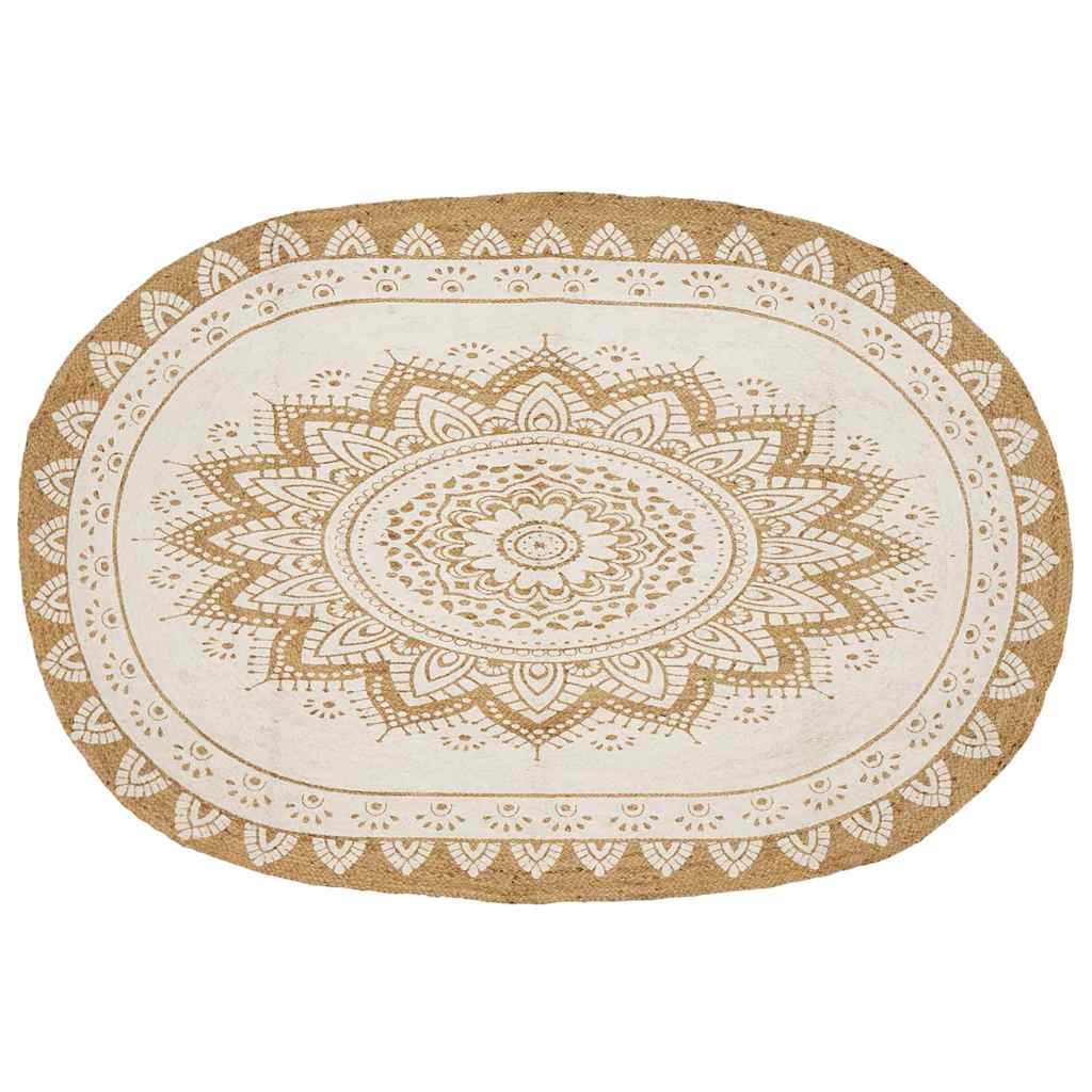 Vidaxl jute tapijt bloemen naturel 152 x 245 cm jute