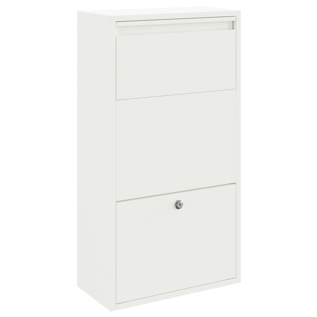 Vidaxl pakket inwerp box met opslag met slot wit 44 x 22 x 82 cm staal