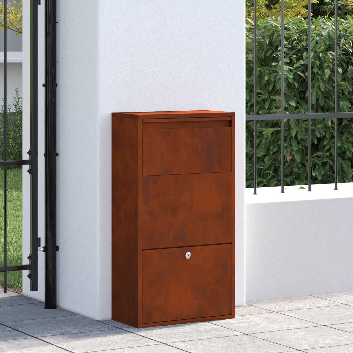 Caja prospecto VidaXL con cerradura oxidado 44 x 22 x 82 cm acero corten