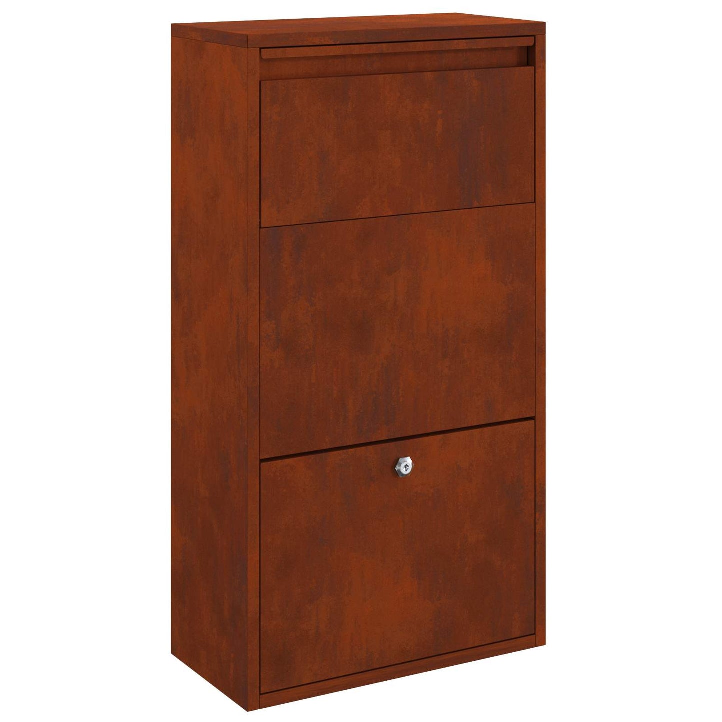 Caja prospecto VidaXL con cerradura oxidado 44 x 22 x 82 cm acero corten