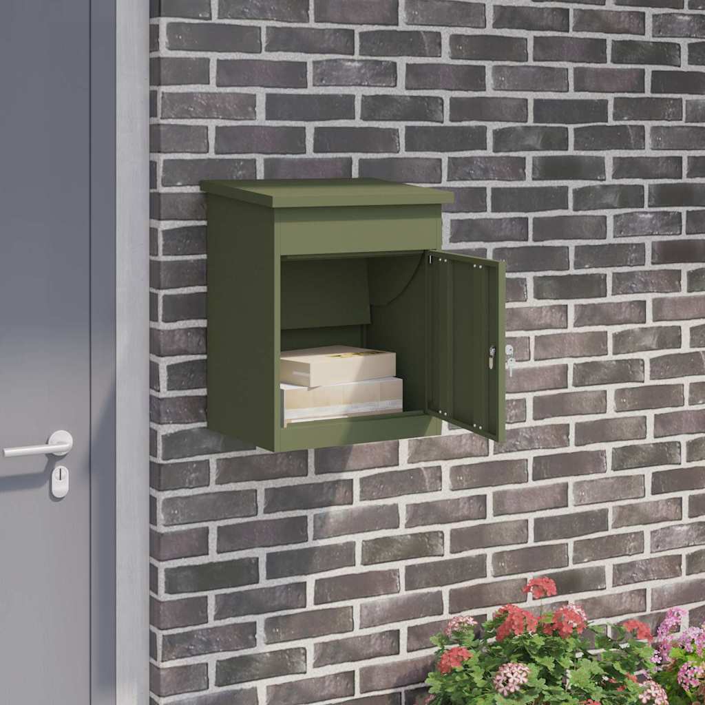 Vidaxx scatola portaoggetti con contenitore verde oliva 47,5 x 38 x 59 cm in acciaio