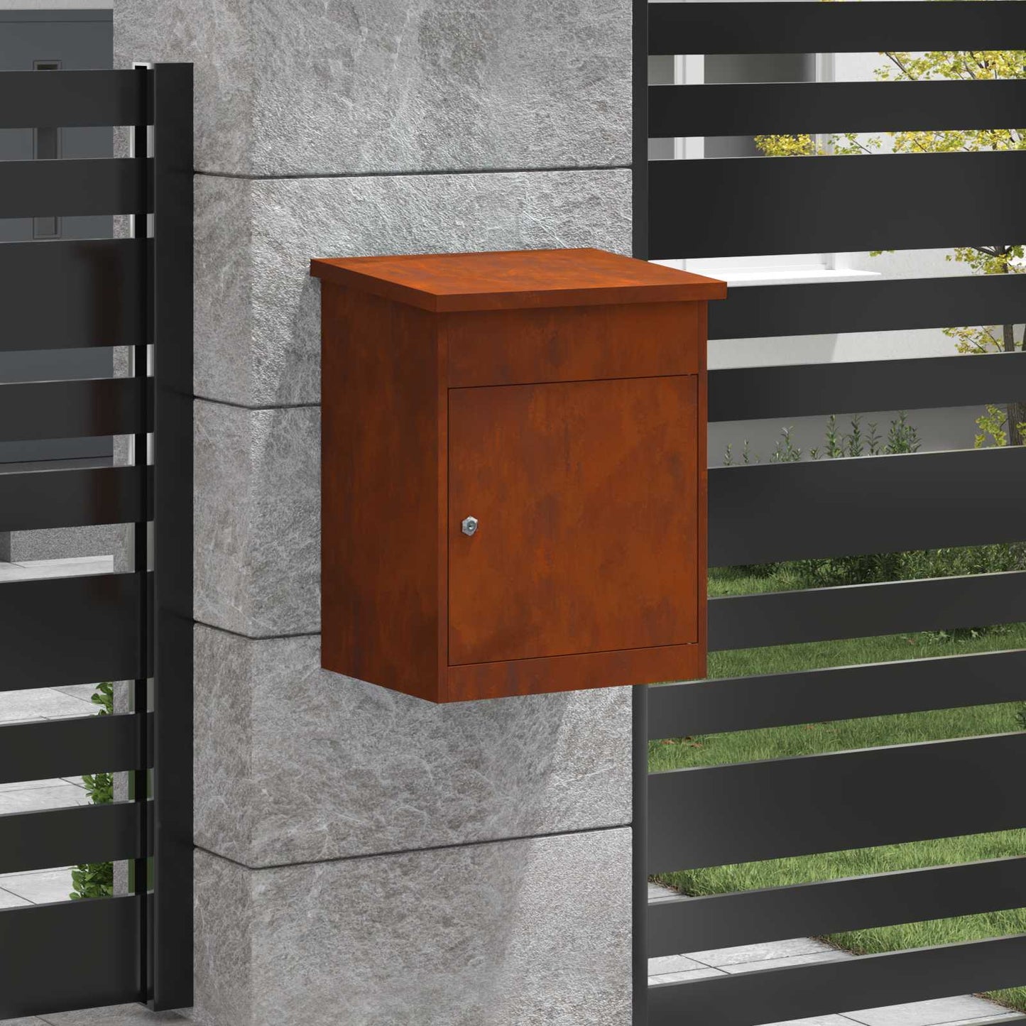 Vidaxl pakket inwerp box roestig 47,5 x 38 x 59 cm cortenstaal