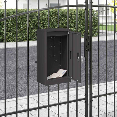 Buzón vidaxx con almacenamiento con puerta negro 30 x 20 x 55 cm acero