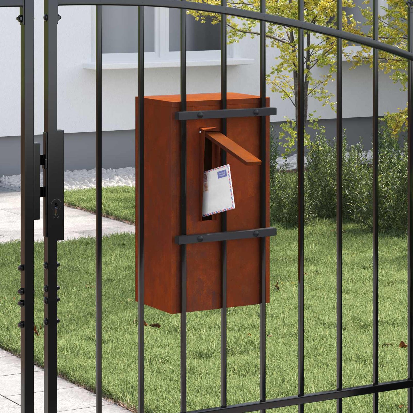 Cassetta delle lettere Vidaxx con contenitore in acciaio corten arrugginito 30 x 20 x 55 cm