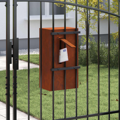 Buzón vidaxx con almacenaje oxidado 30 x 20 x 55 cm acero corten