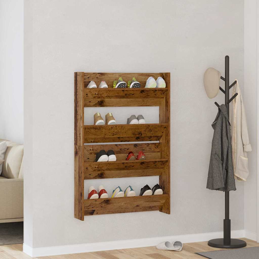 Zapatero vidaxl 2 piezas madera vieja 80 x 18 x 60 cm madera procesada