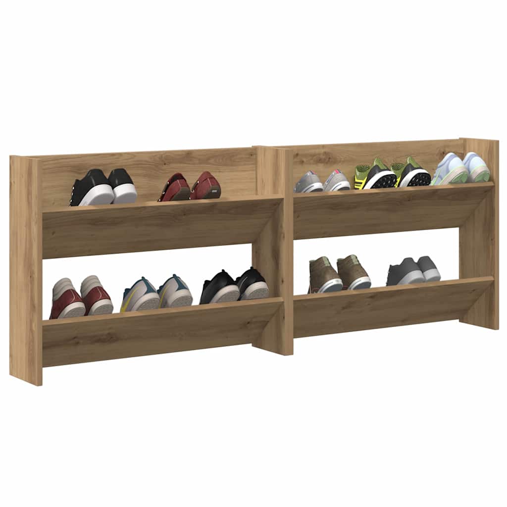 Vidaxl schoenenkast 2 pcs artisan eiken 85 x 18 x 90 cm bewerkt hout