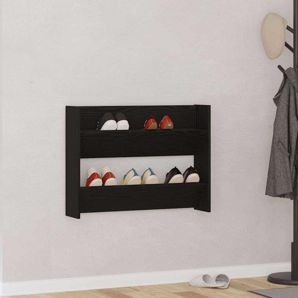 Vidaxl schoenenkast met plank zwart eiken 85 x 18 x 90 cm bewerkt hout