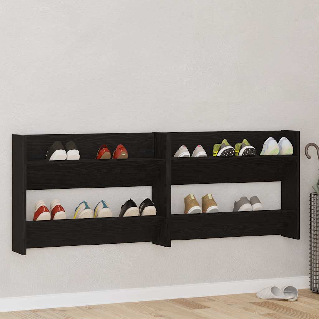 Scarpiera Vidaxx 2 pezzi rovere nero 85 x 18 x 90 cm in MDF