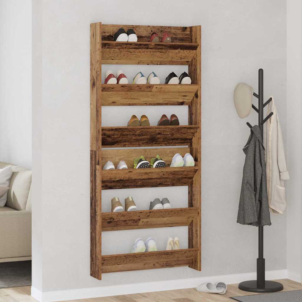 VidaXL zapatero 2 piezas madera vieja 85 x 18 x 90 cm madera procesada
