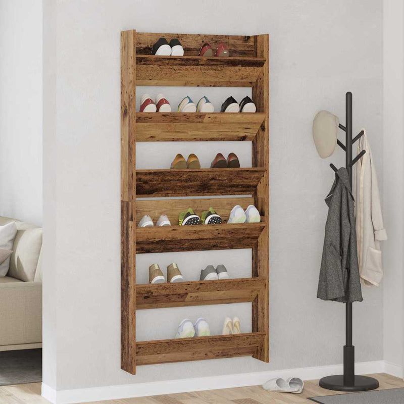 Scarpiera VidaXL 2 pezzi in legno vecchio 85 x 18 x 90 cm in legno lavorato