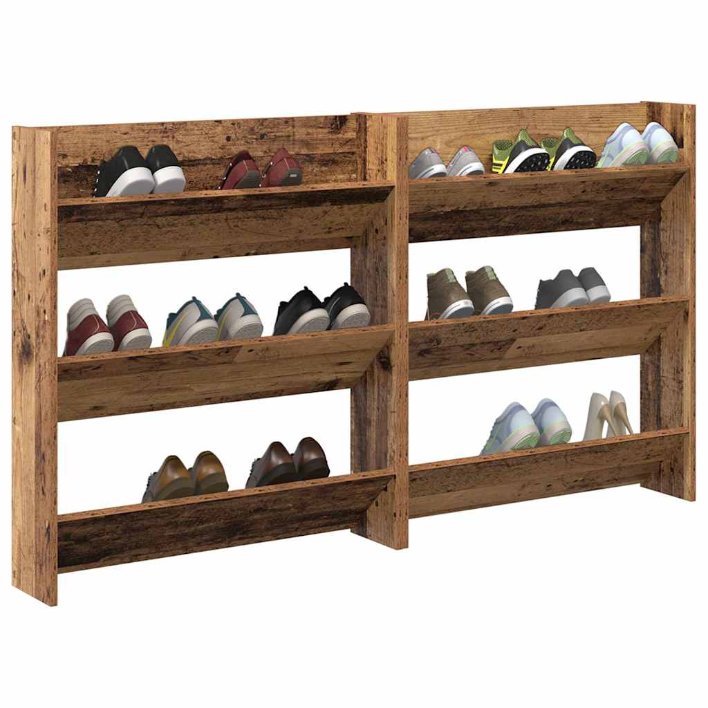 VidaXL zapatero 2 piezas madera vieja 85 x 18 x 90 cm madera procesada