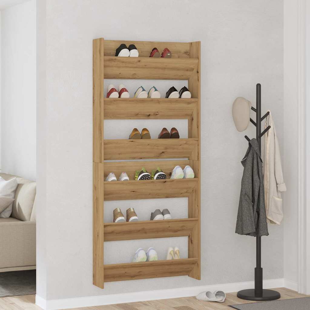 Vidaxl schoenenkast 2 pcs artisan eiken 85 x 18 x 90 cm bewerkt hout