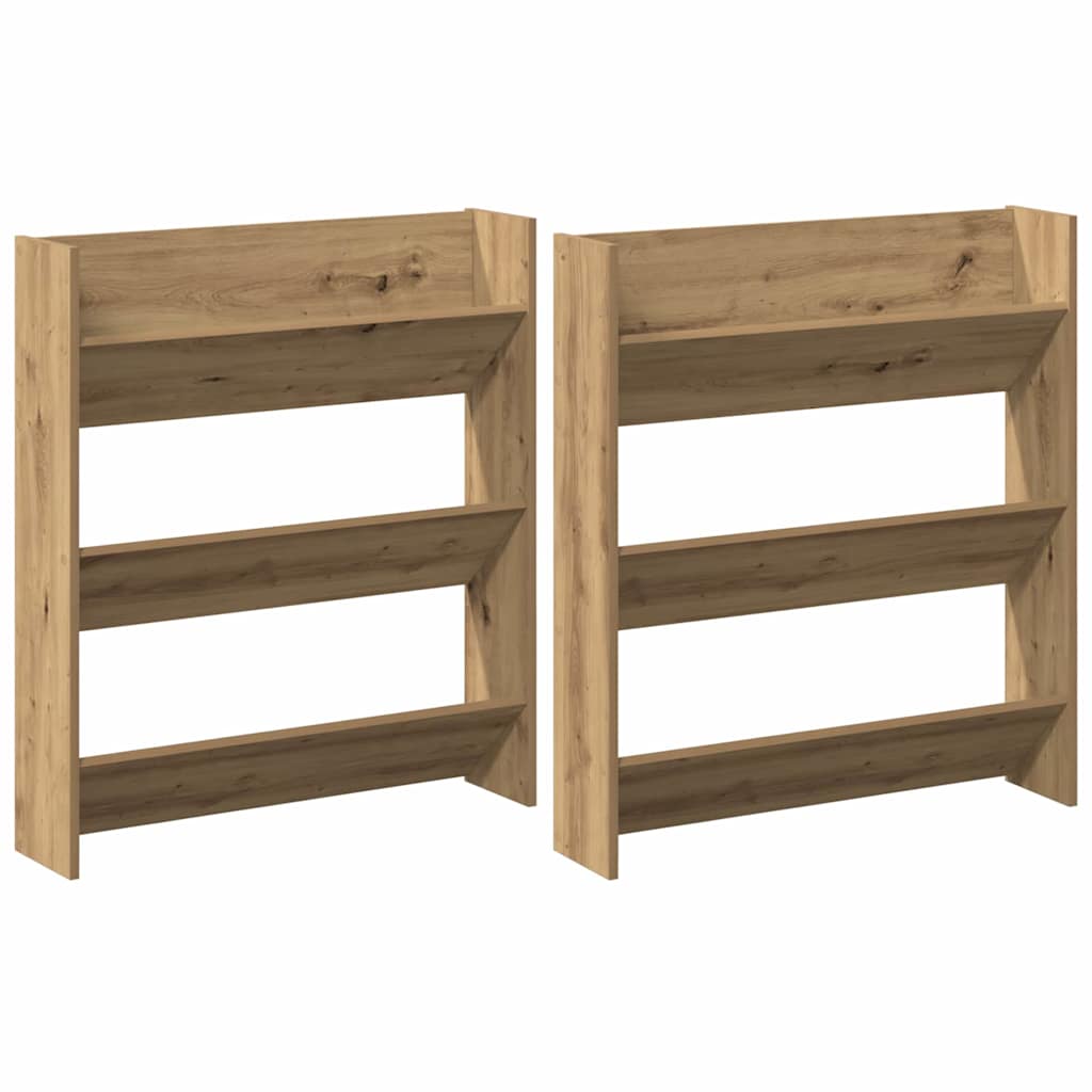 Vidaxl schoenenkast 2 pcs artisan eiken 85 x 18 x 90 cm bewerkt hout