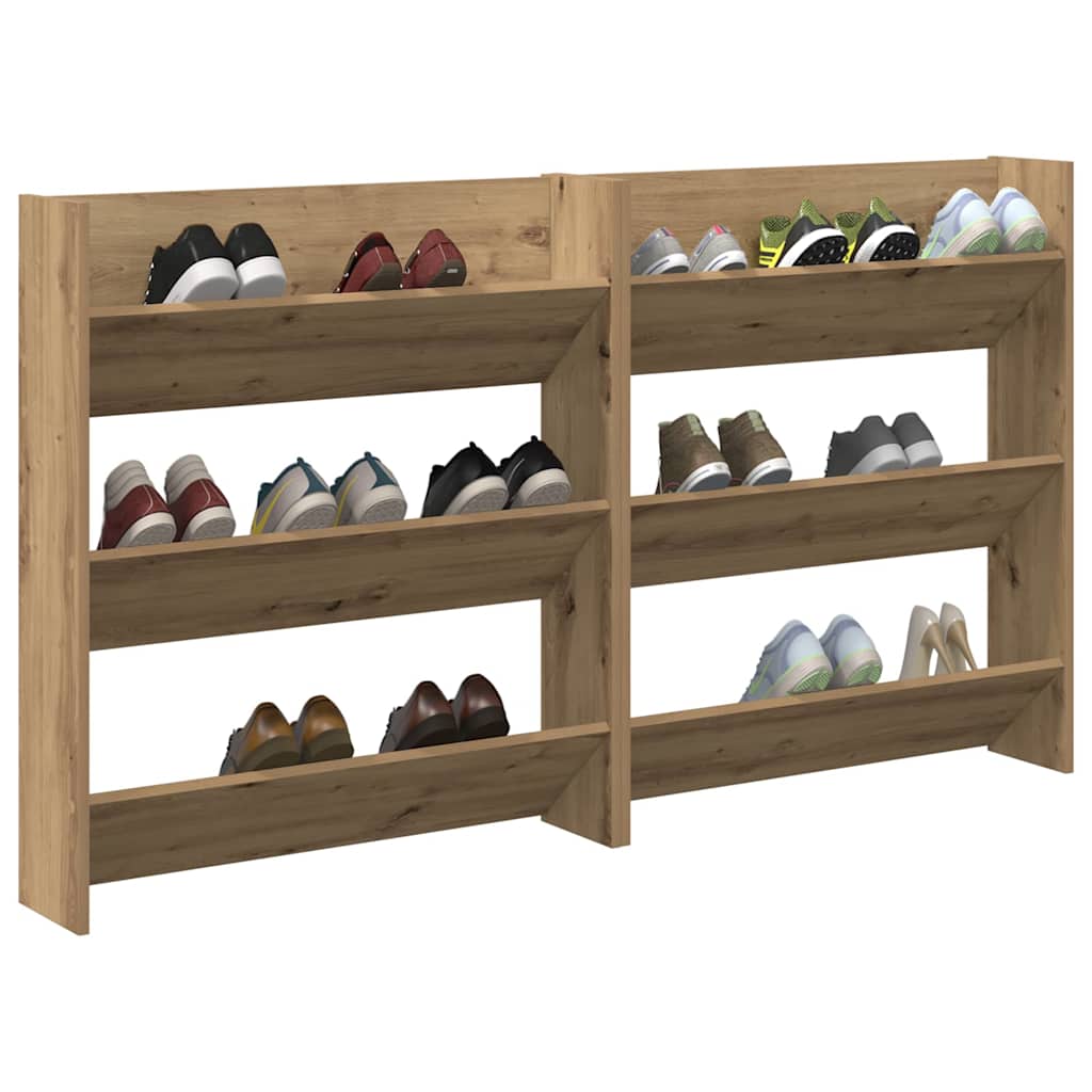 Vidaxl schoenenkast 2 pcs artisan eiken 85 x 18 x 90 cm bewerkt hout