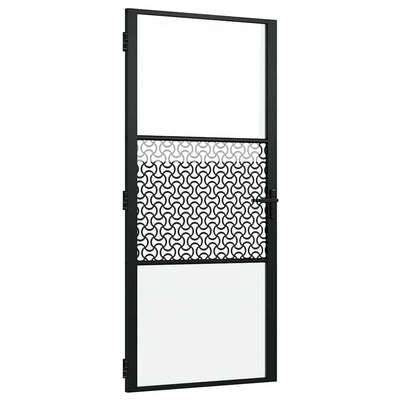 Vidaxl glazen deur fretwerk zwart 76 x 3.5 x 201.5 cm aluminium