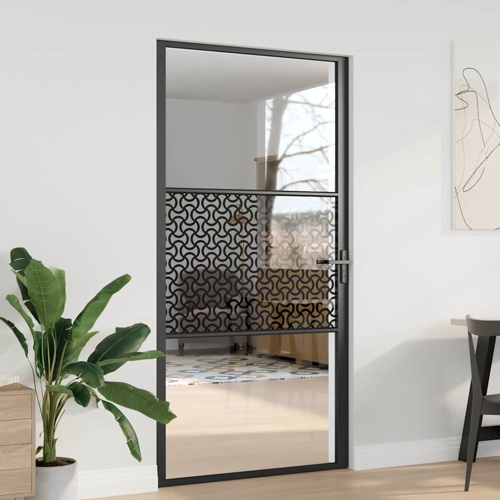 VidaXL puerta de cristal calado negro 76 x 3,5 x 201,5 cm aluminio