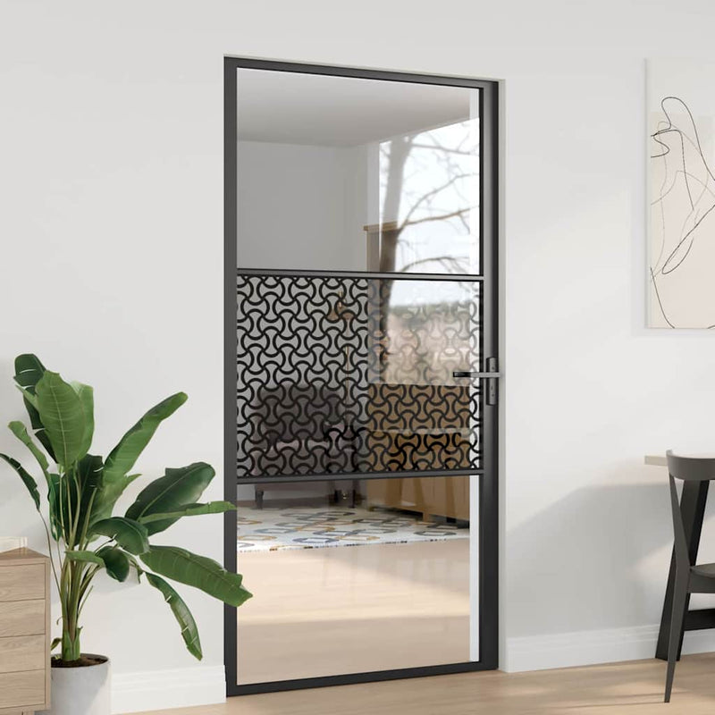 VidaXL puerta de cristal calado negro 76 x 3,5 x 201,5 cm aluminio