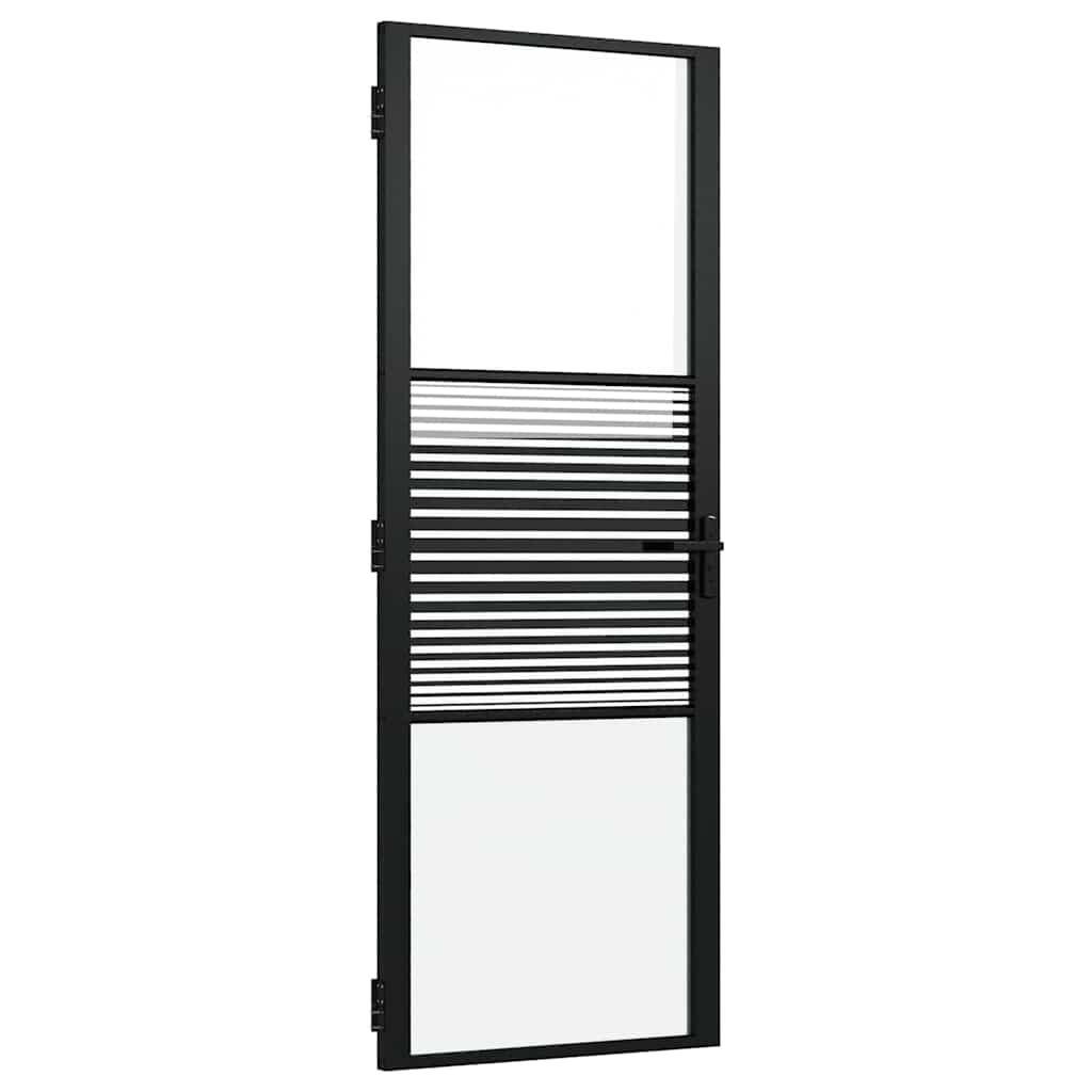 Vidaxx puerta de cristal rayada negro 76 x 3,5 x 201,5 cm aluminio
