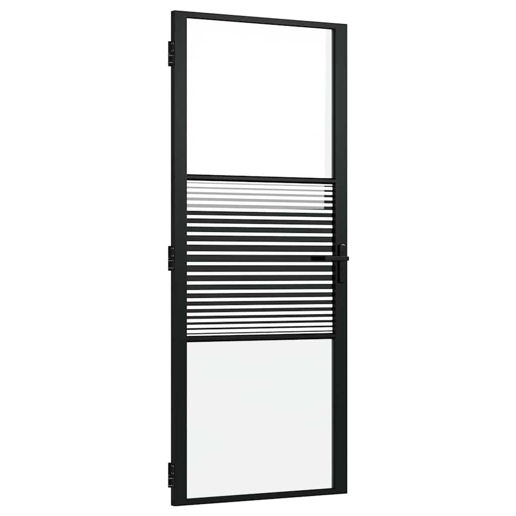 Vidaxx puerta de cristal rayada negro 76 x 3,5 x 201,5 cm aluminio