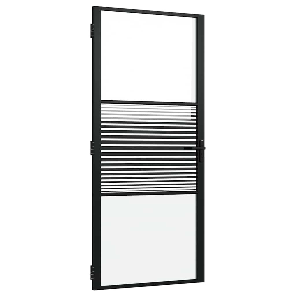 Vidaxx puerta de cristal rayada negro 76 x 3,5 x 201,5 cm aluminio