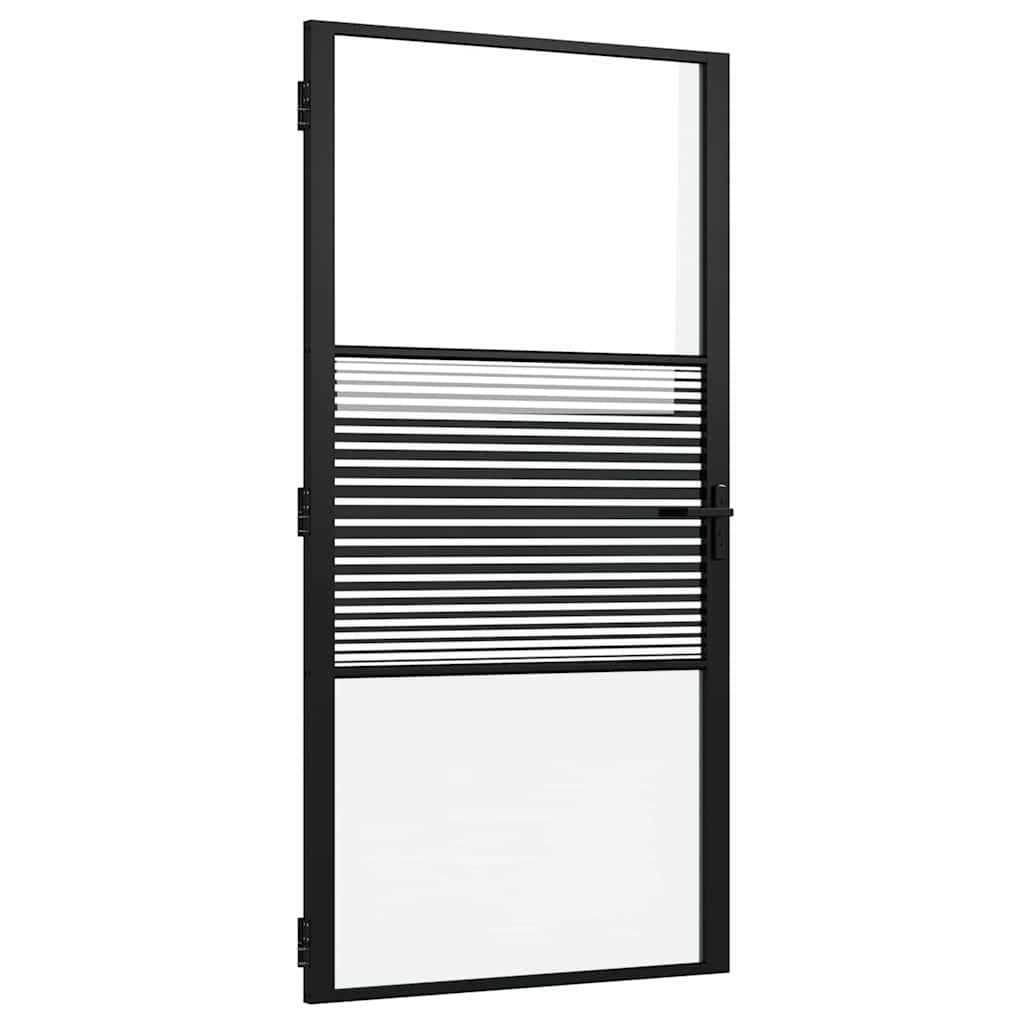 Vidaxx puerta de cristal rayada negro 76 x 3,5 x 201,5 cm aluminio