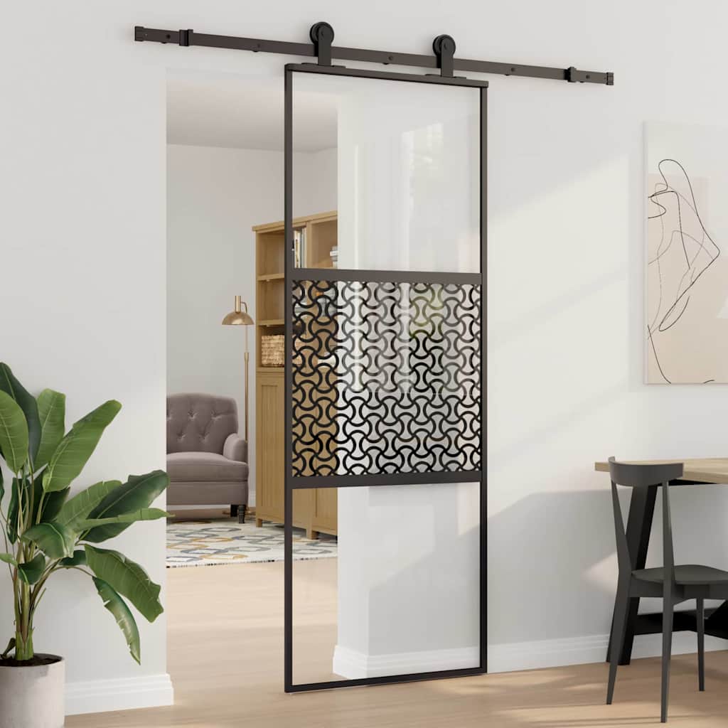Vidaxx puerta de cristal calado negro 90 x 2 x 205 cm aluminio