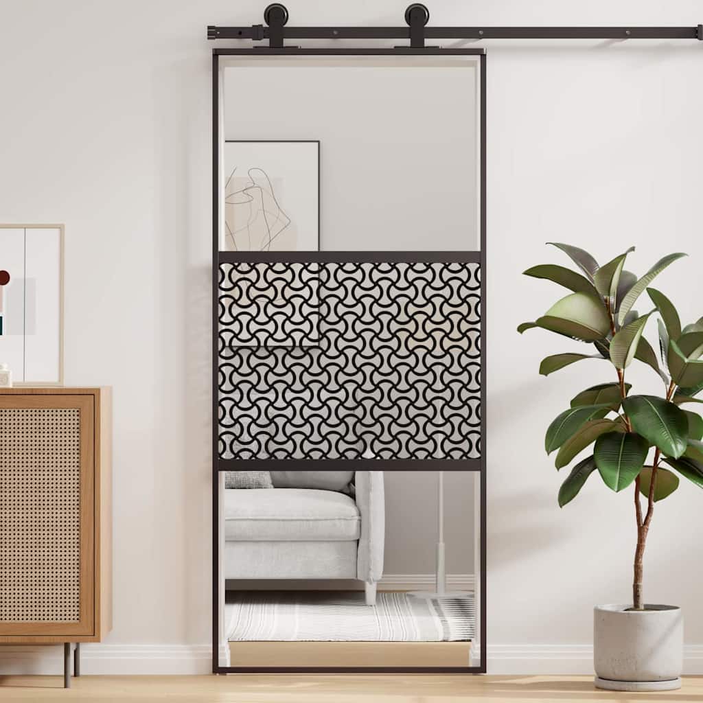 Vidaxx puerta de cristal calado negro 90 x 2 x 205 cm aluminio
